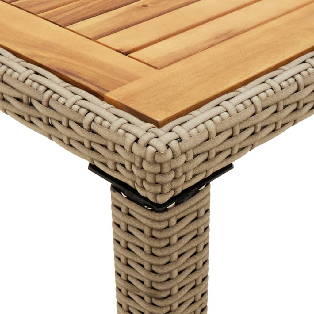 vidaXL Gartentisch Beige 123x60x74 cm Poly Rattan & Massivholz Akazie