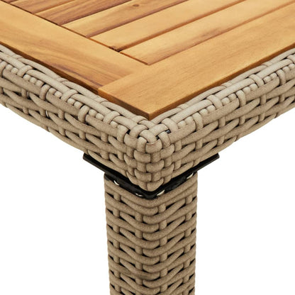 vidaXL Gartentisch Beige 123x60x74 cm Poly Rattan & Massivholz Akazie