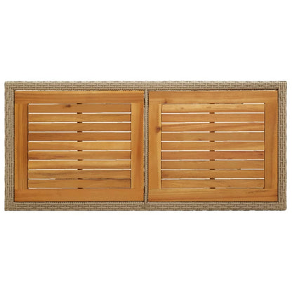 vidaXL Gartentisch Beige Massivholz Akazie und Poly Rattan