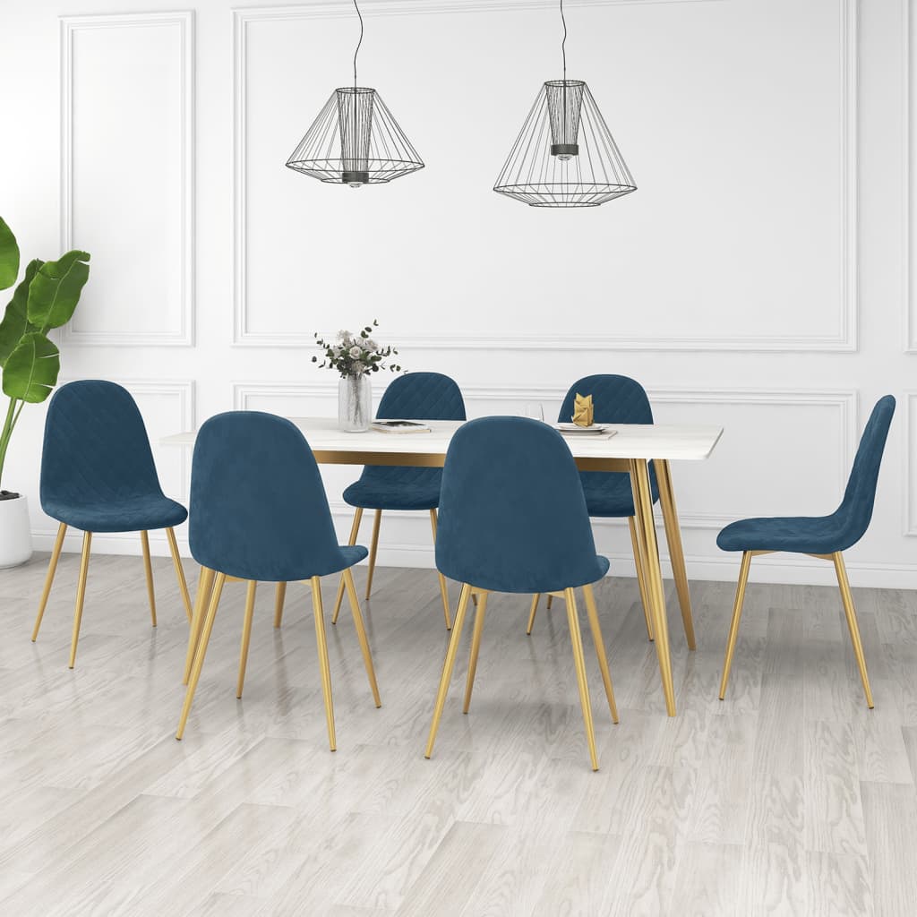 vidaXL Esszimmerstühle 6 Stk. Blau Samt