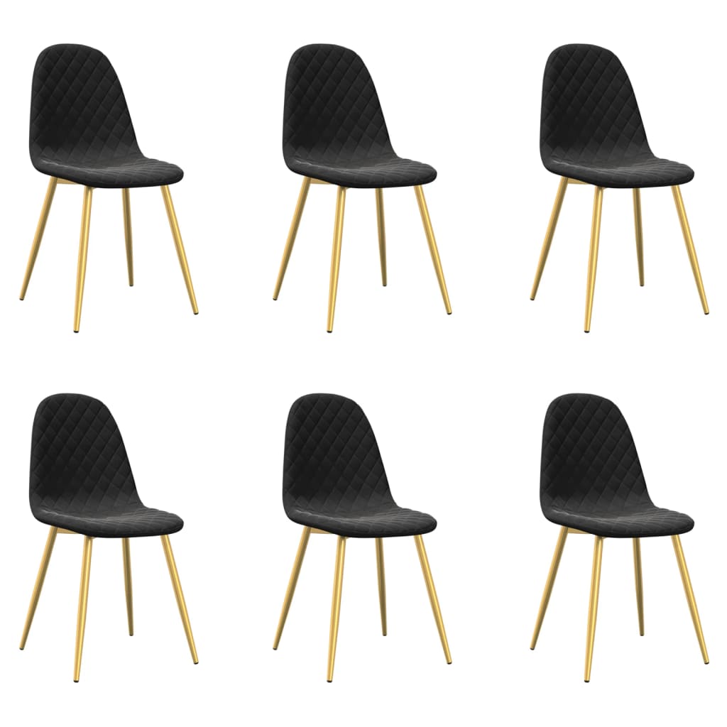 vidaXL Chaises de salle à manger 6 pcs Velours noir