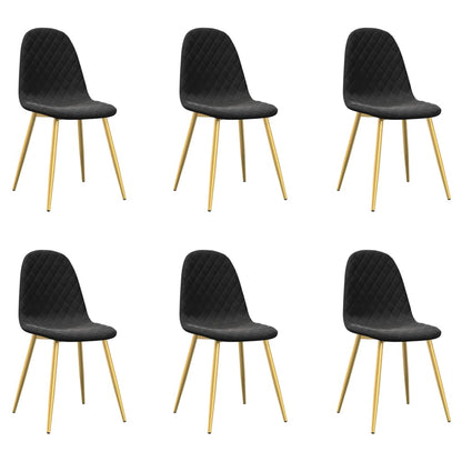 vidaXL Chaises de salle à manger 6 pcs Velours noir