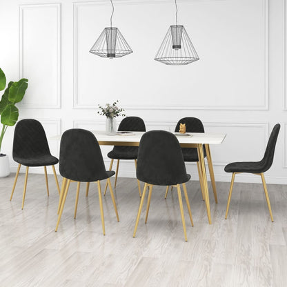 vidaXL Chaises de salle à manger 6 pcs Velours noir