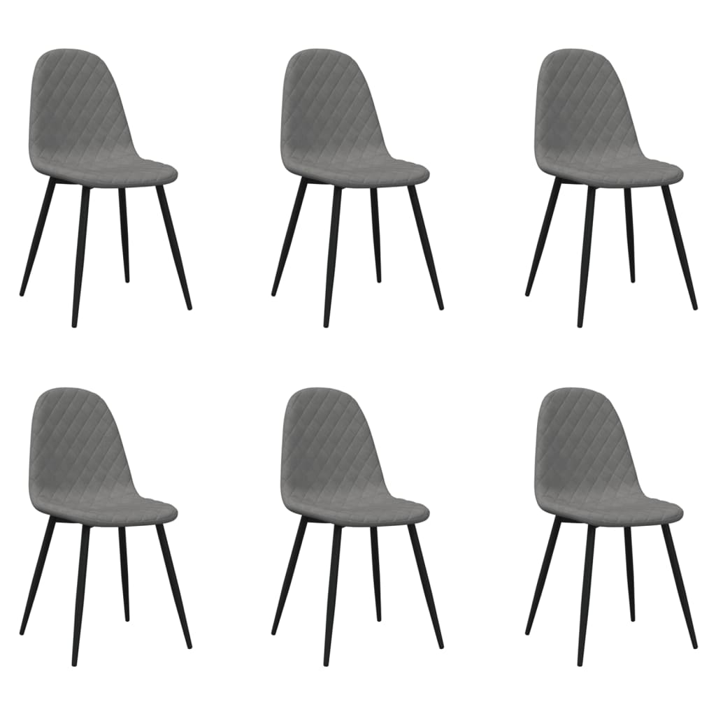 vidaXL Chaises de salle à manger 6 pcs Gris clair Velours
