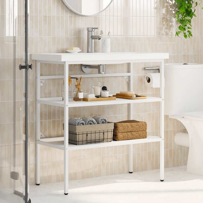vidaXL Meuble sous-vasque de salle de bain blanc 79x38x83 cm en fer