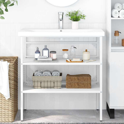 vidaXL Meuble sous-vasque de salle de bain blanc 79x38x83 cm en fer