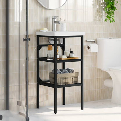 vidaXL Meuble sous-vasque de salle de bain noir 40x38x83 cm Fer