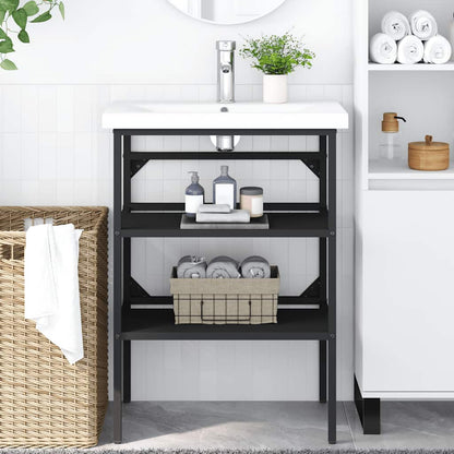 vidaXL Meuble sous-vasque de salle de bain Noir 59x38x83 cm Fer