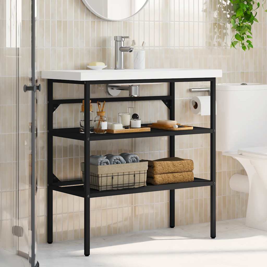 vidaXL Meuble sous-vasque Noir 79x38x83 cm Fer