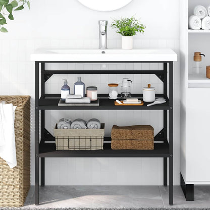 vidaXL Meuble sous-vasque Noir 79x38x83 cm Fer