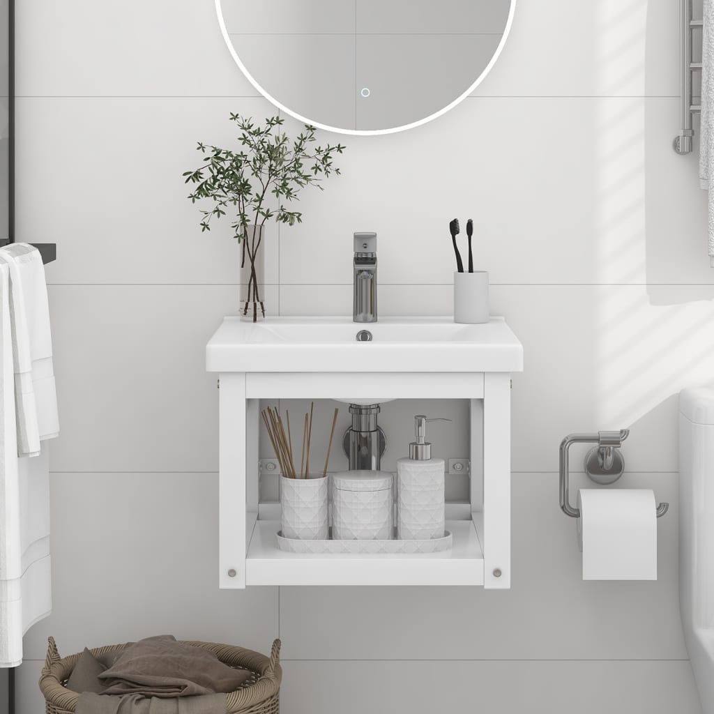 vidaXL Meuble de lavabo mural blanc 40x38x31 cm fer