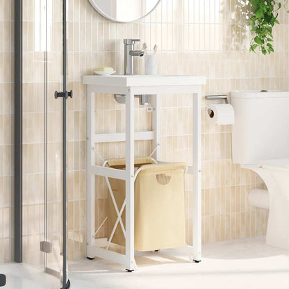 vidaXL Meuble sous-vasque de salle de bain Blanc 40x38x83 cm Fer