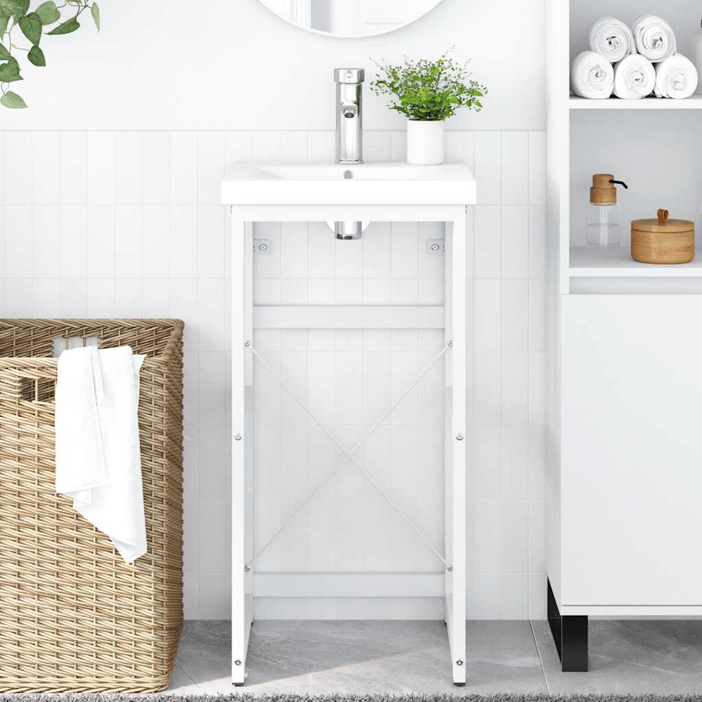 vidaXL Meuble sous-vasque de salle de bain Blanc 40x38x83 cm Fer