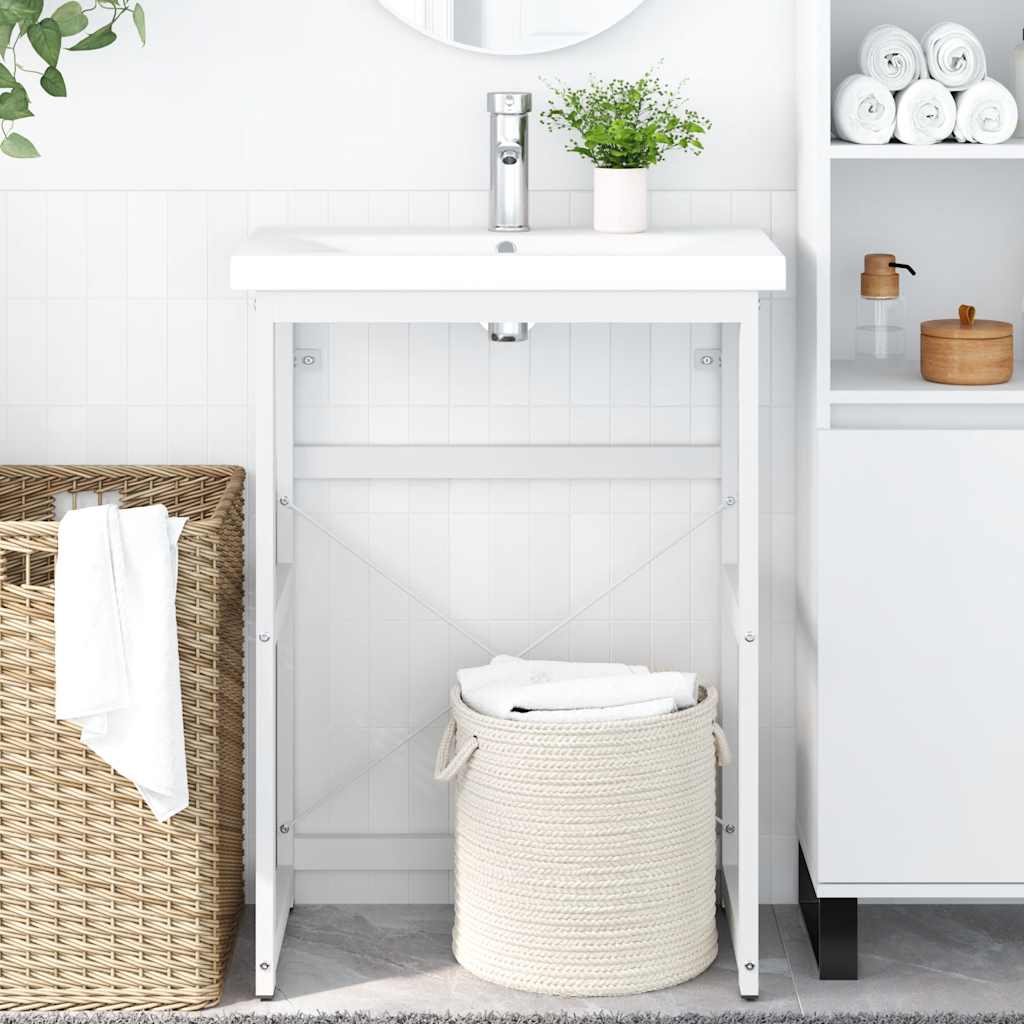 vidaXL Badezimmer Waschtischgestell Weiß 59x38x83 cm Eisen