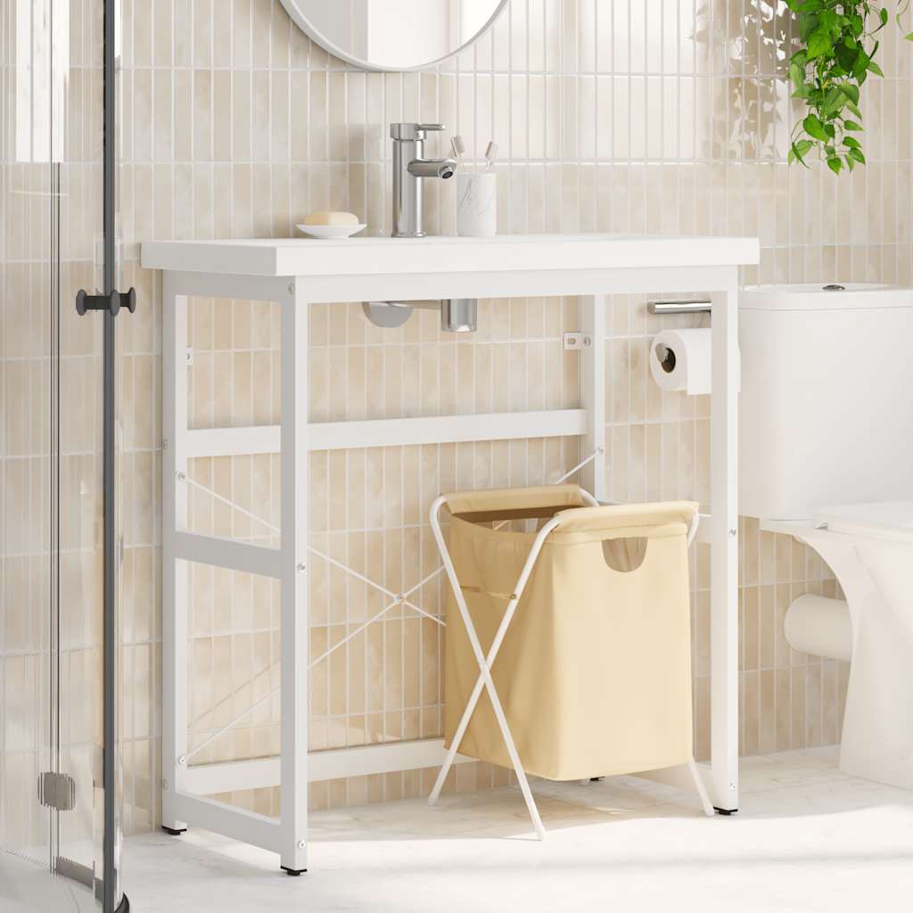 vidaXL Meuble sous-vasque de salle de bain blanc 79x38x83 cm en fer