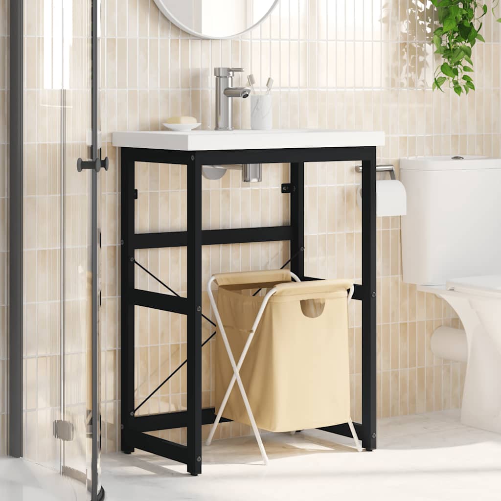 vidaXL Meuble sous-vasque de salle de bain Noir 59x38x83 cm Fer