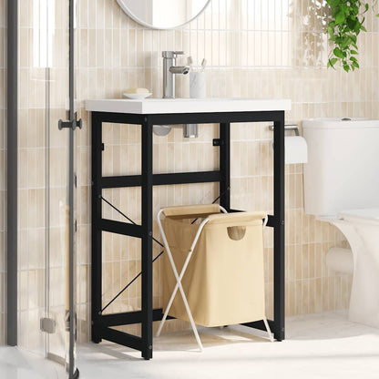 vidaXL Meuble sous-vasque de salle de bain Noir 59x38x83 cm Fer