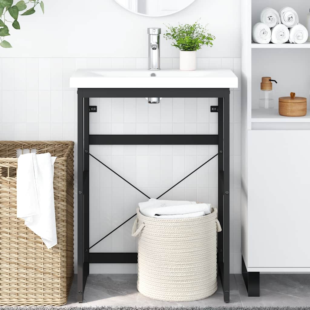 vidaXL Meuble sous-vasque de salle de bain Noir 59x38x83 cm Fer