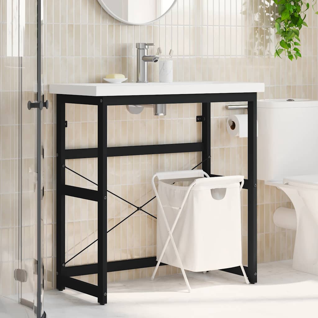vidaXL Meuble sous-vasque Noir 79x38x83 cm Fer