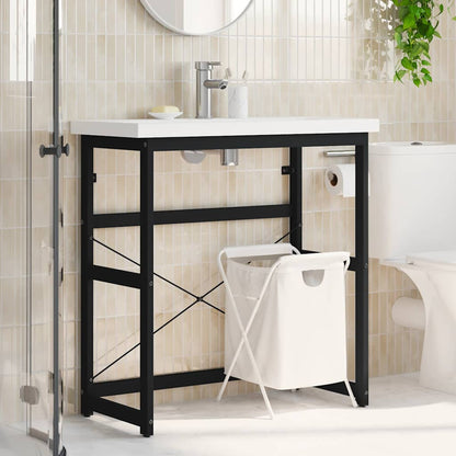 vidaXL Meuble sous-vasque Noir 79x38x83 cm Fer