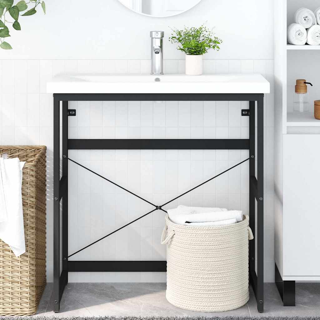 vidaXL Meuble sous-vasque Noir 79x38x83 cm Fer