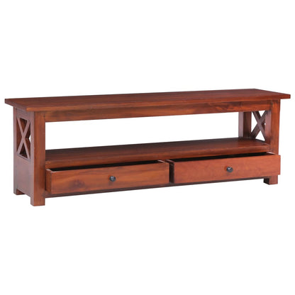 vidaXL Meuble TV marron 115x30x40 cm Bois de mahagoni massif