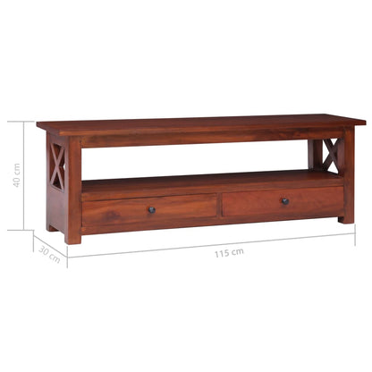 vidaXL Meuble TV marron 115x30x40 cm Bois de mahagoni massif