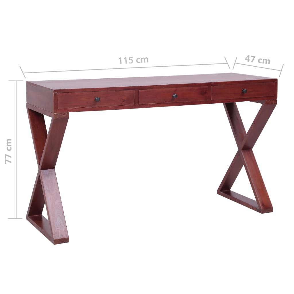vidaXL Bureau marron 115x47x77 cm Bois massif d'acajou
