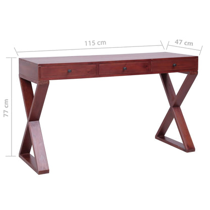 vidaXL Bureau marron 115x47x77 cm Bois massif d'acajou