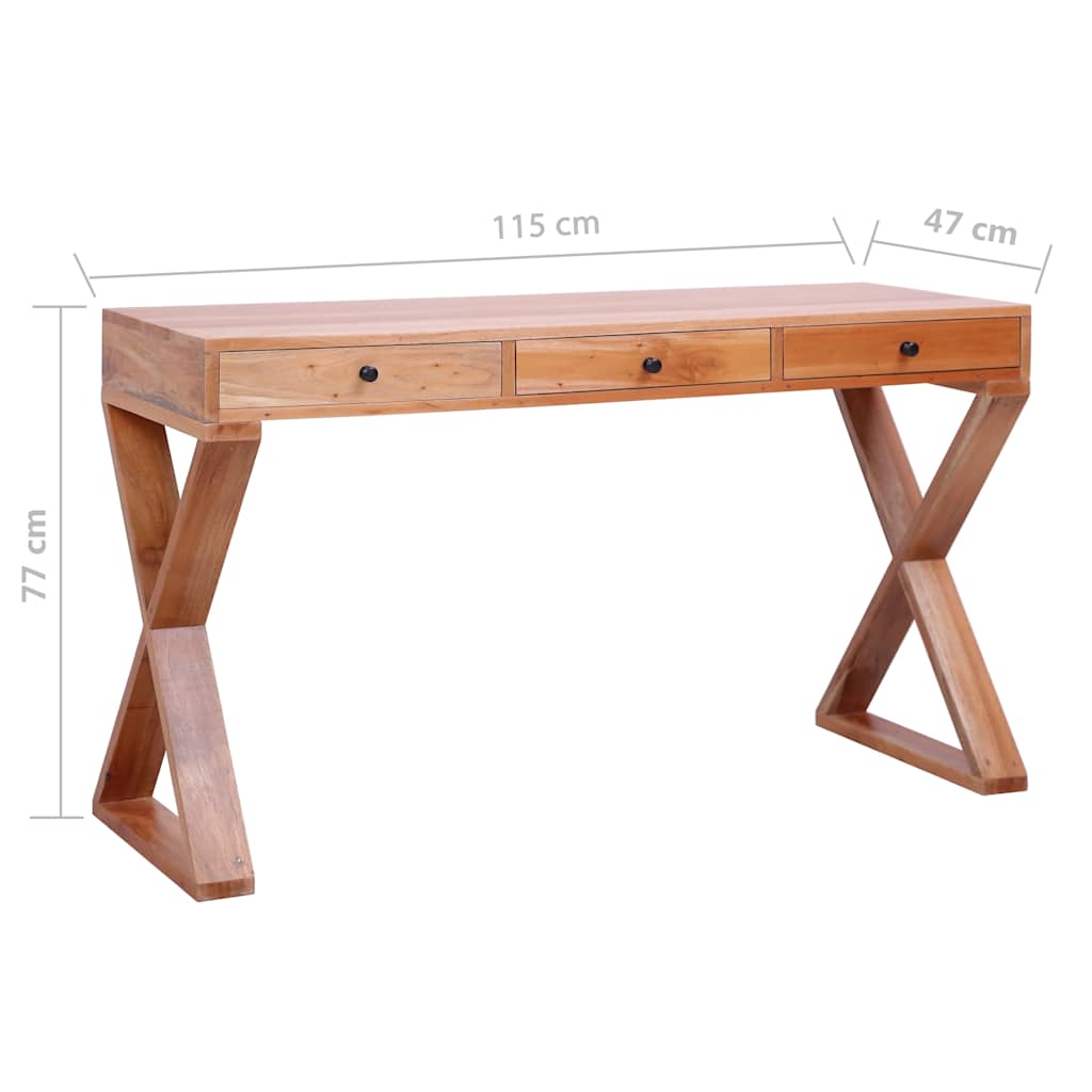 vidaXL Bureau en bois massif d'acajou 115x47x77 cm Naturel