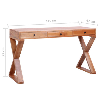 vidaXL Bureau en bois massif d'acajou 115x47x77 cm Naturel