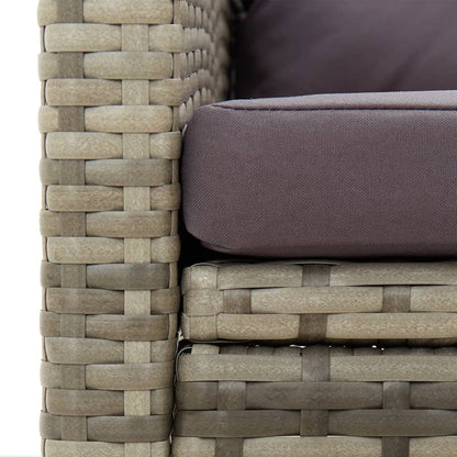 vidaXL Gartenstuhl mit Kissen Poly Rattan Grau
