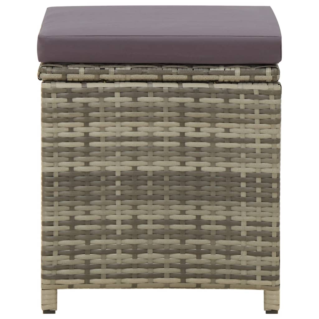 vidaXL Tabourets de jardin 4 pcs avec coussins résine tressée gris