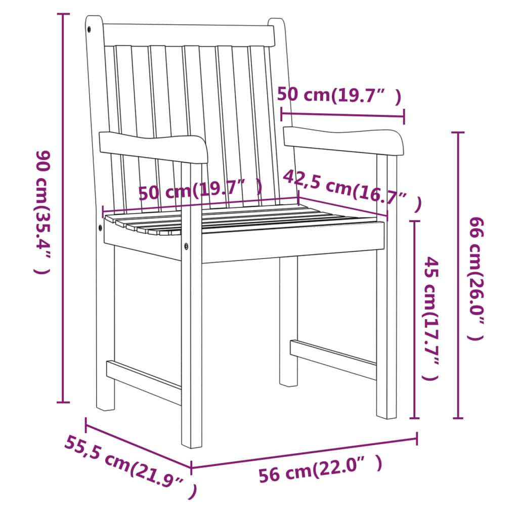 vidaXL Chaises de jardin 2 pcs Bois d'acacia massif