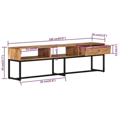 vidaXL Meuble TV 160x30x45 cm Bois massif d'acacia