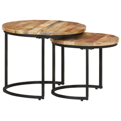 vidaXL Satztische 2 Stk. Rohes Mangoholz