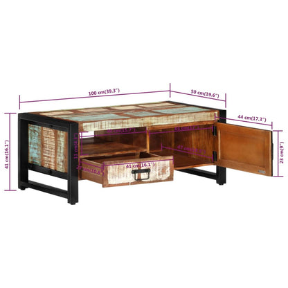 vidaXL Table basse 100x50x41 cm en bois de récupération massif