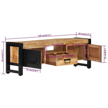 vidaXL Meuble TV 120x30x40 cm Bois de manguier massif