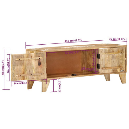 vidaXL Meuble TV 110x30x40 cm Bois de manguier massif