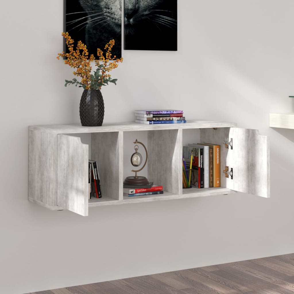 Meuble TV vidaXL gris béton 88,5x27,5x30,5 cm bois d'ingénierie