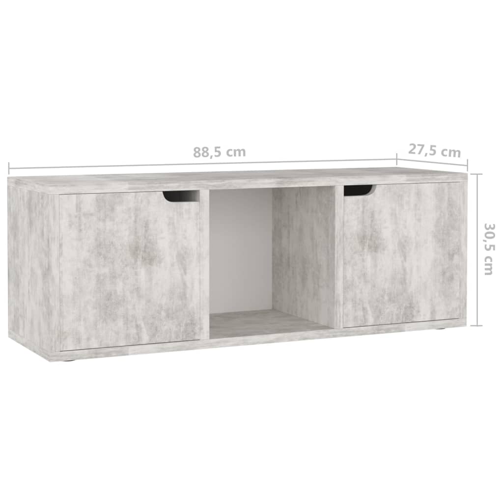 Meuble TV vidaXL gris béton 88,5x27,5x30,5 cm bois d'ingénierie