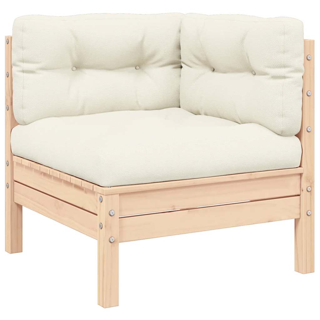 vidaXL Garten-Ecksofa mit Kissen in Creme Massivholz Kiefer