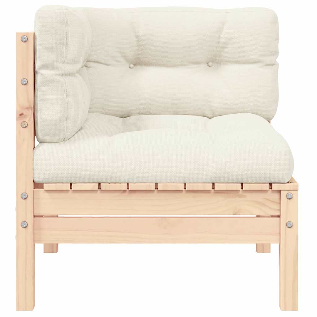 vidaXL Garten-Ecksofa mit Kissen in Creme Massivholz Kiefer