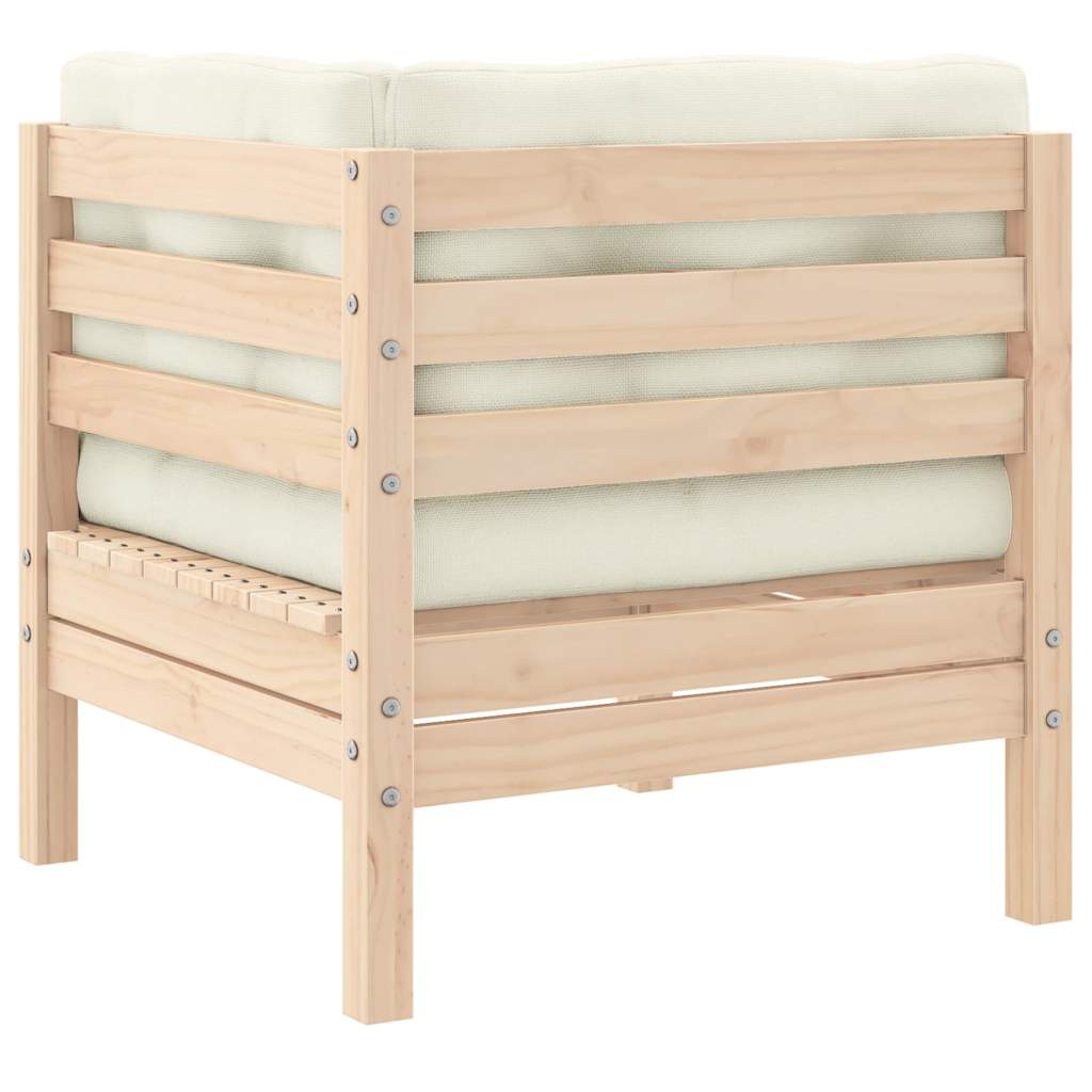 vidaXL Garten-Ecksofa mit Kissen in Creme Massivholz Kiefer