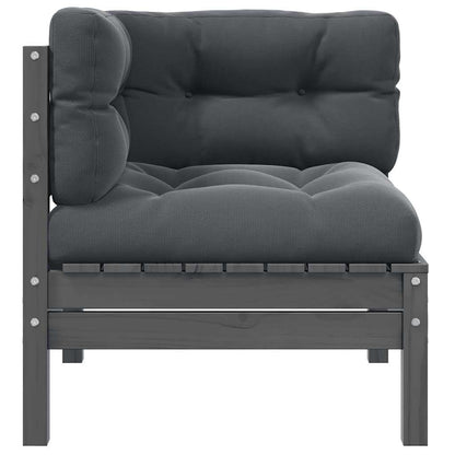 vidaXL Canapé d'angle de jardin avec coussins anthracite Gris Bois de pin massif