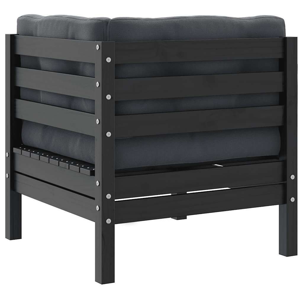 vidaXL Canapé d'angle de jardin avec coussins anthracite Gris Bois de pin massif