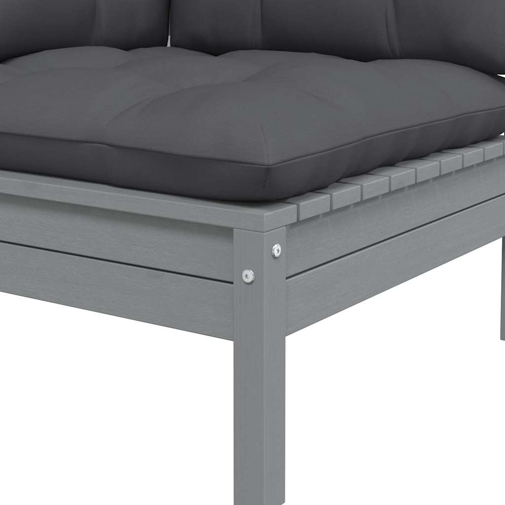 vidaXL Canapé d'angle de jardin avec coussins anthracite Gris Bois de pin massif