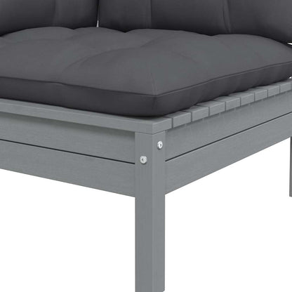 vidaXL Canapé d'angle de jardin avec coussins anthracite Gris Bois de pin massif