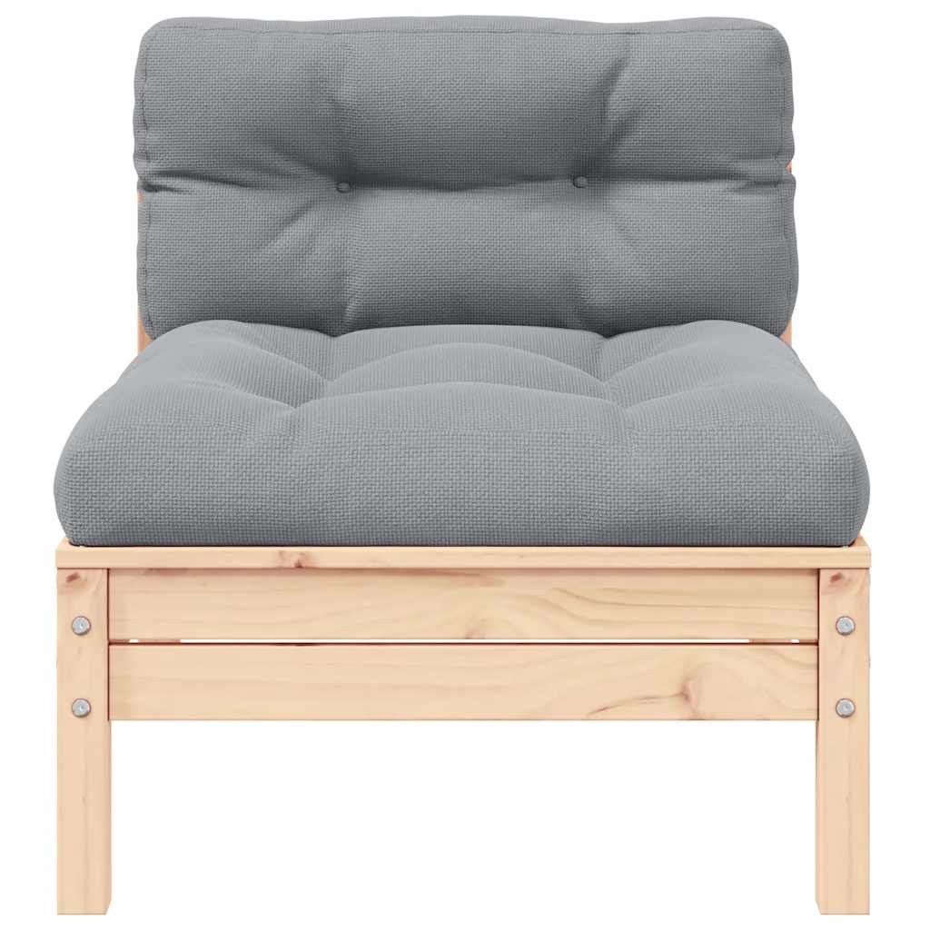 vidaXL Canapé d'angle de jardin avec coussins gris Bois de pin massif