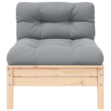 vidaXL Canapé d'angle de jardin avec coussins gris Bois de pin massif